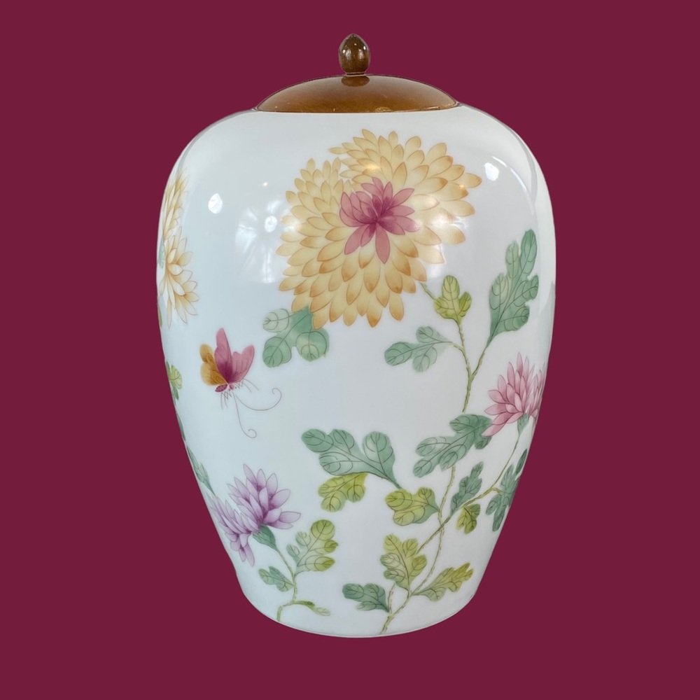 Vintage Gallery Originals floral and butterfly ginger jar